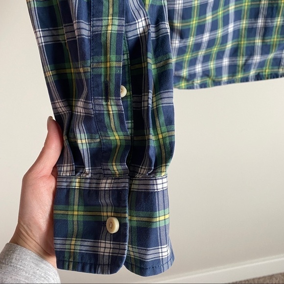 𝅺abercrombie & Fitch Muscle Fit Button Down Green Blue Plaid Shirt Men's Size S - Picture 4 of 8